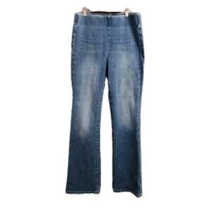 Soft Surroundings Pull On Bootcut Jeans Size medium Tall Long Blue 33" Inseam